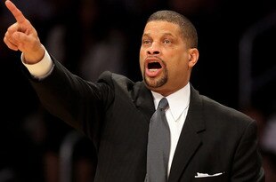 LOS ANGELES, CA - FEBRUARY 26:  Philadelphia 76ers head coach Eddie Jordan calls out a play against the Los Angeles Lakers in the second half at Staples Center on February 26, 2010 in Los Angeles, California. The Lakers defeated the 76ers 99-90. NOTE TO USER: User expressly acknowledges and agrees that, by downloading and/or using this Photograph, user is consenting to the terms and conditions of the Getty Images License Agreement.  (Photo by Jeff Gross/Getty Images)