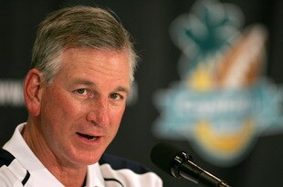 ORLANDO, FL - JANUARY 2:  Head coach Tommy Tuberville of the Auburn Tigers talks during the press conference after the Capital One Bowl against the Wisconsin Badgers  at the Florida Citrus Bowl on January 2, 2006 in Orlando, Florida. (Photo by Doug Benc/Getty Images)
