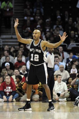 13 February 2008: Bruce Bowen #12 of the Spurs    in an NBA Basketball Game won by the SanAntonio Spurs 112-105,  at Quicken Loans Arena in Cleveland.