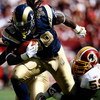 LANDOVER, MD - SEPTEMBER 20:  Steven Jackson #39 of the St. Louis Rams is tackled by London Fletcher #59 of the Washington Redskins during their game on September 20, 2009 at FedEx Field in Landover, Maryland.  The Redskins defeated the Rams by a score of