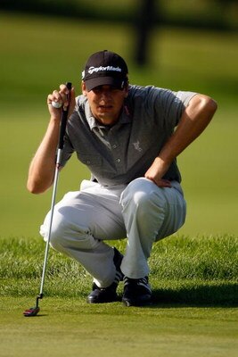 CHASKA, MN - AUGUST 13:  Sean O'Hair lines up a putt on the second green during the first round of the 91st PGA Championship at Hazeltine National Golf Club on August 13, 2009 in Chaska, Minnesota.  (Photo by Streeter Lecka/Getty Images)