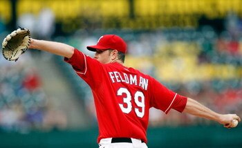 ARLINGTON, TX - JUNE 30:  Pitcher Scott Feldman #39 of the Texas Rangers throws against the Los Angeles Angels of Anaheim on June 30, 2009 at Rangers Ballpark in Arlington, Texas.  (Photo by Ronald Martinez/Getty Images)