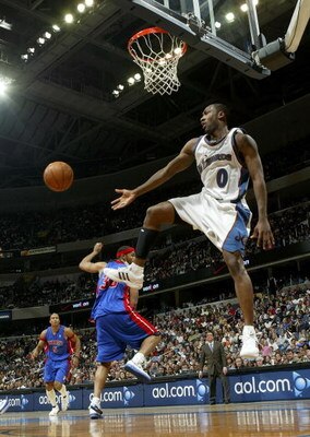 WASHINGTON , DC - MARCH 11:  Gilbert Arenas #0 of the Washington Wizards in action during the second half of the game against the Detroit Pistons on March 11, 2006 at the Verizon Center in Washington, DC.  (Photo by Jamie Squire/Getty Images)