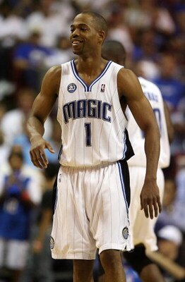 ORLANDO, FL - MAY 30: Rafer Alston #1 of the Orlando Magic reacts between plays against the Cleveland Cavaliers in Game Six of the Eastern Conference Finals during the 2009 Playoffs at Amway Arena on May 30, 2009 in Orlando, Florida. NOTE TO USER: User ex