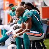 SAN DIEGO - SEPTEMBER 27:  Linebacker Jason Taylor #99 of the Miami Dolphins  reacts on the sideline during their loss to San Diego Chargers, 23-13, during the NFL football game at Qualcomm Stadium on September 27, 2009 in San Diego, California.  (Photo b