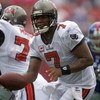 TAMPA, FL - SEPTEMBER 27:  Quarterback Byron Leftwich #7 of the Tampa Bay Buccaneers hands the ball off against the New York Giants during the game at Raymond James Stadium on September 27, 2009 in Tampa, Florida.  (Photo by J. Meric/Getty Images)