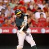 ANAHEIM, CA - AUGUST 29:  Rajai Davis #11 of the Oakland Athletics bats against the Los Angeles Angels of Anaheim at Angel Stadium on August 29, 2009 in Anaheim, California.  (Photo by Jeff Gross/Getty Images)