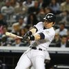 NEW YORK - SEPTEMBER 25:  Hideki Matsui #55 of The New York Yankees hits the ball against The Boston Red Sox during their game on September 25, 2009 at Yankee Stadium in the Bronx Borough of New York.  (Photo by Al Bello/Getty Images)