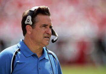 TAMPA, FL - OCTOBER 02:  Head coach Steve Mariucci of the Detroit Lions watches from the sidelines as his team takes on the Tampa Bay Buccaneers on October 2, 2005 at Raymond James Stadium in Tampa, Florida. The Buccaneers defeated the Lions 17-13.  (Phot