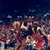 1 Sep 1998:  Guard Cynthia Cooper #14 of the Houston Comets in action against guard Bridget Pettis #32 of the Phoenix Mercury during game three of the WNBA Finals at the Compaq Center in Houston, Texas. The Comets defeated the Mercury 80-71. Mandatory Cre