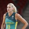 ATHENS - AUGUST 18:  Lauren Jackson #15 of Australia looks on during the women's basketball preliminary game against Japan on August 18, 2004 during the Athens 2004 Summer Olympic Games at the Indoor Arena of the Helliniko Olympic Complex in Athens, Greec
