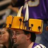 MINNEAPOLIS - SEPTEMBER 27: A fan of the Minnesota Vikings wears a foam 'cheesehead' with horns attached during a game between the Vikings and the San Francisco 49ers at the Hubert H. Humphrey Metrodome on September 27, 2009 in Minneapolis, Minnesota. (Ph