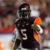 ATLANTA - SEPTEMBER 05:  Quarterback Tyrod Taylor #5 of the Virginia Tech Hokies against the Alabama Crimson Tide during the Chick-fil-A Kickoff Game at Georgia Dome on September 5, 2009 in Atlanta, Georgia.  (Photo by Kevin C. Cox/Getty Images)
