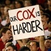 ATHENS, GA - SEPTEMBER 12:  A fan of the Georgia Bulldogs holds up a sign about quarterback Joe Cox #14 (not pictured) during the game against the South Carolina Gamecocks at Sanford Stadium on September 12, 2009 in Athens, Georgia.  (Photo by Kevin C. Co