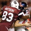 COLUMBIA, SC - SEPTEMBER 24:  Defensive end Cliff Matthews #83 of the South Carolina Gamecocks sacks quarterback Jevan Snead #4 of the Mississippi Rebels during their game at Williams-Brice Stadium on September 24, 2009 in Columbia, South Carolina. (Photo