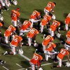 FORT LAUDERDALE, FL - SEPTEMBER 17:  The Miami Hurricanes say a prayer in the end-zone before taking on the Georgia Tech Yellow Jackets at Land Shark Stadium on September 17, 2009 in Fort Lauderdale, Florida. Miami defeated Georgia Tech 33-17.  (Photo by 