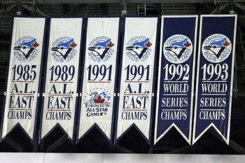 TORONTO - APRIL 6:A view of the Blue Jays  banners taken during the game between the Toronto Blue Jays and the Boston Red Sox during their MLB game at the Rogers Centre April 6, 2008 in Toronto, Ontario. (Photo By Dave Sandford/Getty Images)