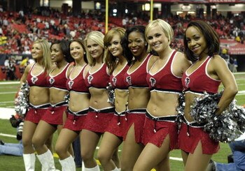 ATLANTA - NOVEMBER 9: Cheerleaders of the Atlanta Falcons entertain during play against the New Orleans Saints at the Georgia Dome on November 9, 2008 in Atlanta, Georgia.  (Photo by Al Messerschmidt/Getty Images)