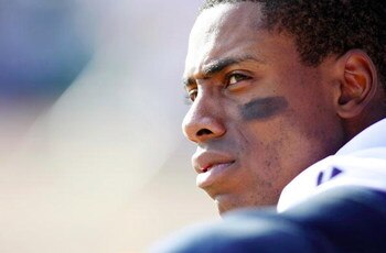 DETROIT - OCTOBER 1:  Curtis Granderson #28 of the Detroit Tigers looks on from the dugout against the Minnesota Twins during the game on October 1, 2009 at Comerica Park in Detroit, Michigan. (Photo by Gregory Shamus/Getty Images)