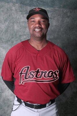 KISSIMMEE, FL - FEBRUARY 21:  Third Base Coach Dave Clark #35 of the Houston Astros poses during photo day at Astros spring training complex on February 21, 2009 in Kissimmee, Florida.  (Photo by Marc Serota/Getty Images  (Photo by Marc Serota/Getty Image