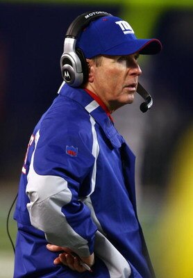 EAST RUTHERFORD, NJ - NOVEMBER 11:  Head Coach Tom Coughlin of the New York Giants looks on against the Dallas Cowboys during their game at Giants Stadium November 11, 2007 in East Rutherford, New Jersey. The Giants won 31-20.  (Photo by Al Bello/Getty Im