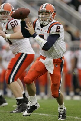 STATE COLLEGE, PA - SEPTEMBER 12: Quarterback Greg Paulus #2 of the Syracuse Orangemen runs out of the pocket looking for a receiver during the second half against the Penn State Nittany Lions at Beaver Stadium  September 12, 2009 in State College, Pennsy