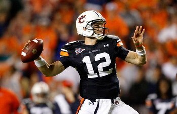 AUBURN, AL - SEPTEMBER 19:  Quarterback Chris Todd #12 of the Auburn Tigers against the West Virginia Mountaineers at Jordan-Hare Stadium on September 19, 2009 in Auburn, Alabama.  (Photo by Kevin C. Cox/Getty Images)