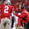 COLUMBUS, OH - OCTOBER 25: Ohio State Buckeyes head coach Jim Tressell instructs his quarterback Terrell Pryor #2 during the game against the Penn State Nittany Lions on October 25, 2008 at Ohio Stadium in Columbus, Ohio.  (Photo by Jamie Sabau/Getty Imag