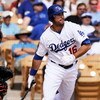 GLENDALE, AZ - MARCH 04:  Andre Eithier #16 of the Los Angeles Dodgers gets a hit against the San Francisco Giants during a spring training game on March 4, 2009, in Glendale, Arizona.  (Photo by Kevork Djansezian/Getty Images)