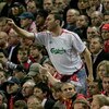 LIVERPOOL, UNITED KINGDOM - SEPTEMBER 28: A Liverpool fan shows his feelings during the UEFA Champions League Group G match between Liverpool v Chelsea at Anfield on September 28, 2005 in Liverpool, England.  (Photo by Shaun Botterill/Getty Images)
