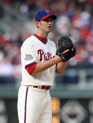 PHILADELPHIA - APRIL 08:  J.A. Happ #43 of the Philadelphia Phillies pitches against the Atlanta Braves at Citizens Bank Park on April 8, 2009 in Philadelphia, Pennsylvania.  (Photo by Nick Laham/Getty Images)