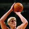 CHICAGO - FEBRUARY 25:  Darko Milicic #31 of the Detroit Pistons shoots a free throw during the game against the Chicago Bulls on February 25, 2004 at the United Center in Chicago, Illinois. The Pistons won 107-88. NOTE TO USER: User expressly acknowledge