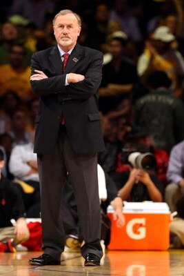 LOS ANGELES, CA - MAY 12:  Head coach Rick Adelman of the Houston Rockets looks on from the sideline while taking on the Los Angeles Lakers in Game Five of the Western Conference Semifinals during the 2009 NBA Playoffs at Staples Center on May 12, 2009 in