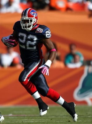 MIAMI - OCTOBER 04:  Running back Fred Jackson #22 of the Buffalo Bills rushes during a 38-10 loss to the Miami Dolphins at Land Shark Stadium on October 4, 2009 in Miami, Florida.  (Photo by Marc Serota/Getty Images)