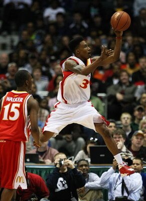 MILWAUKEE - MARCH 26: Brandon Jennings #3 of the West team puts up a shot past Kemba Walker #15 of the East team during the McDonald's All-American High School basketball game on March 26, 2008 at the Bradley Center in Milwaukee, Wisconsin. (Photo by Jona