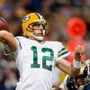 ST. LOUIS, MO - SEPTEMBER 27:  Aaron Rodgers #12 of the Green Bay Packers passes during the game against the St. Louis Rams at the Edward Jones Dome on September 27, 2009 in St. Louis, Missouri.  (Photo by Dilip Vishwanat/Getty Images)
