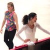 17 FEB 1994:  TONYA HARDING WALKS BY AS NANCY KERRIGAN OF THE USA TAKES A BREAK DURING PRACTICE IN LILLEHAMMER, NORWAY. Mandatory Credit: Pascal Rondeau/ALLSPORT