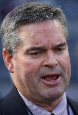 NEW YORK - OCTOBER 07: General Manager Bill Smith of the Minnesota Twins speaks to the media before Game One of the ALDS against the New York Yankees during the 2009 MLB Playoffs at Yankee Stadium on October 7, 2009 in the Bronx borough of New York City.