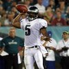 PHILADELPHIA - AUGUST 27:  Donovan McNabb #5 of the Philadelphia Eagles throws a pass against the Jacksonville Jaguars on August 27, 2009 at Lincoln Financial Field in Philadelphia, Pennsylvania.  (Photo by Jim McIsaac/Getty Images)