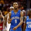 CLEVELAND - MAY 22: Rashard Lewis #9 of the Orlando Magic pumps his fist between plays against the Cleveland Cavaliers in Game Two of the Eastern Conference Finals during the 2009 Playoffs at Quicken Loans Arena on May 22, 2009 in Cleveland, Ohio. NOTE TO