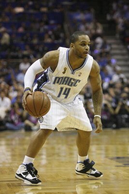 ORLANDO, FL - JUNE 9:  Jameer Nelson #14 of the Orlando Magic moves the ball against the Los Angeles Lakers in Game Three of the 2009 NBA Finals on June 9, 2009 at Amway Arena in Orlando, Florida. The Magic won 108-104. NOTE TO USER:  User expressly ackno