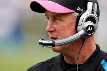 CHARLOTTE, NC - OCTOBER 11:  Head coach John Fox of the Carolina Panthers watches on against the Washington Redskins at Bank of America Stadium on October 11, 2009 in Charlotte, North Carolina.  (Photo by Streeter Lecka/Getty Images)