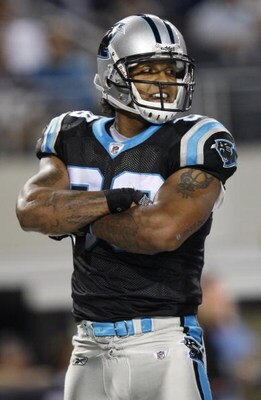 ARLINGTON, TX - SEPTEMBER 28:  Dante Rosario #88 of the Carolina Panthers celebrates after catching a touchdown pass in the second quarter against the Dallas Cowboys at Cowboys Stadium on September 28, 2009 in Arlington, Texas. (Photo by Ronald Martinez/G