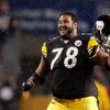 PITTSBURGH - JANUARY 18:  Offensive tackle Max Starks #78 of the Pittsburgh Steelers celebrates after defeating the Baltimore Ravens 23-14 during the AFC championship game on January 18, 2009 at Heinz Field in Pittsburgh, Pennsylvania.  (Photo by Gregory 