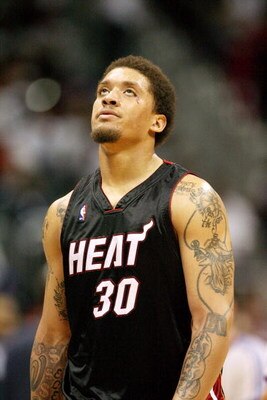 ATLANTA - APRIL 19: Michael Beasley #30 of the Miami Heat reacts after losing to the Atlanta Hawks during Game One of the First Round of the Eastern Conference Playoffs at Philips Arena on April 19, 2009 in Atlanta, Georgia. The Hawks defeated the Heat 90