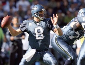 SEATTLE - OCTOBER 11: Quarterback Matt Hasselbeck #8 of the Seattle Seahawks passes the ball during the game against the Jacksonville Jaguars on October 11, 2009 at Qwest Field in Seattle, Washington. The Seahawks defeated the Jaguars 41-0. (Photo by Otto