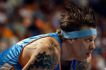 NEW ORLEANS - APRIL 27:  Chris Andersen #11 of the Denver Nuggets watches a free throw against the New Orleans Hornets in Game Four of the Western Conference Quarterfinals during the 2009 NBA Playoffs at New Orleans Arena on April 27, 2009 in New Orleans,