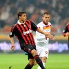 MILAN, ITALY - OCTOBER 18:  Thiago Silva of AC Milan and Jeremy Menez (R) of AS Roma in action during the Serie A match between AC Milan and AS Roma at Stadio Giuseppe Meazza on October 18, 2009 in Milan, Italy.  (Photo by Claudio Villa/Getty Images)