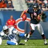 CHICAGO - OCTOBER 04: Johnny Knox #13 of the Chicago Bears runs past Ko Simpson #30 of the Detroit Lions on October 4, 2009 at Soldier Field in Chicago, Illinois. The Bears defeated the Lions 48-24. (Photo by Jonathan Daniel/Getty Images)