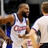 LOS ANGELES, CA - FEBRUARY 18:  Baron Davis #1 of the Los Angeles Clippers argues with referee Bill Spooner #22 after Clippers Ricky davis was ejected from the game  against Phoenix Suns at the Staples Center on February 18, 2009 in Los Angeles, Californi